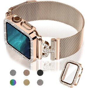 Magnetic Band Compatible with Apple Watch Band Milanese Strap with Bling Glitter